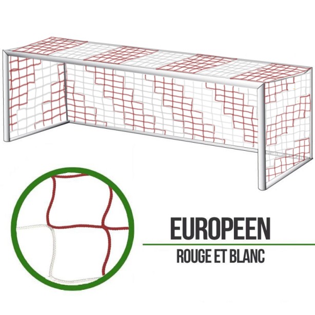 European 11-a-side soccer nets - White/Red